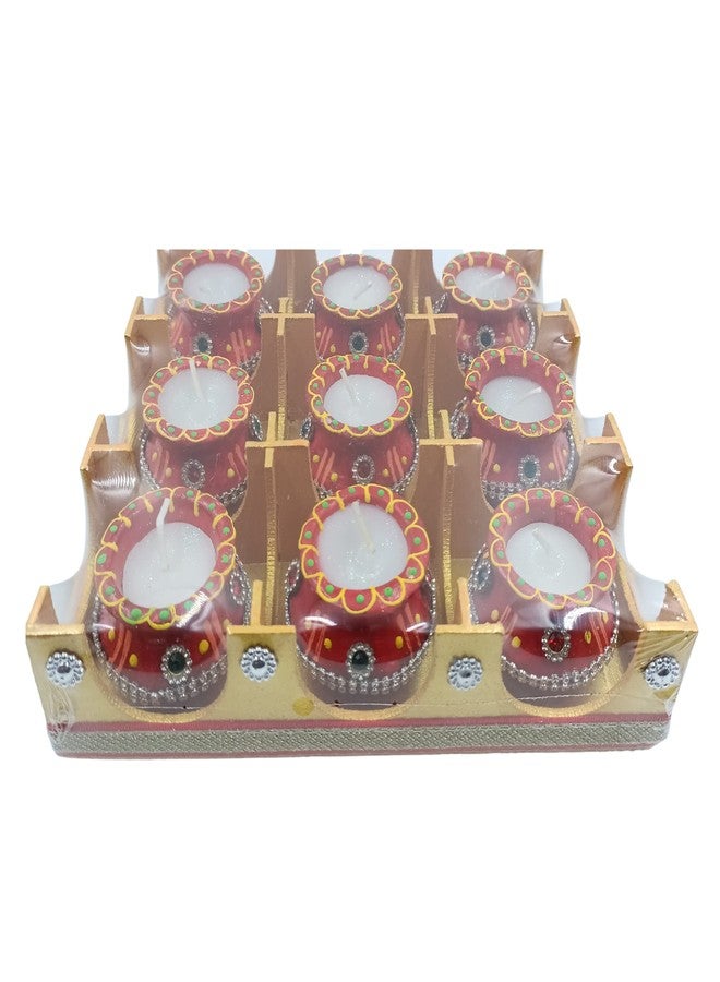 PANCIKAA Matki Candles DiyaDiwali Home Decorative Candle Terracotta Cup Mud Clay for Diwali Poojan Birthday Any Festivals (Matki Diya Candle Deepak Multi Pack of 9) - Image 1